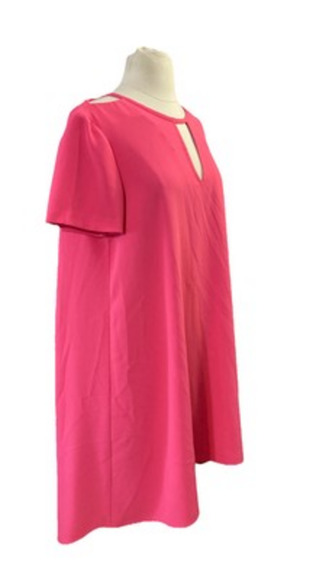 Trina Turk Floramaria Swing Pink Dress Sz 10 High-low Cut Outs - Picture 3 of 8